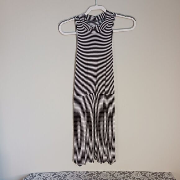 Repaired Striped Mockneck Sleeveless Super Soft Mini Dress - Picture 5 of 15